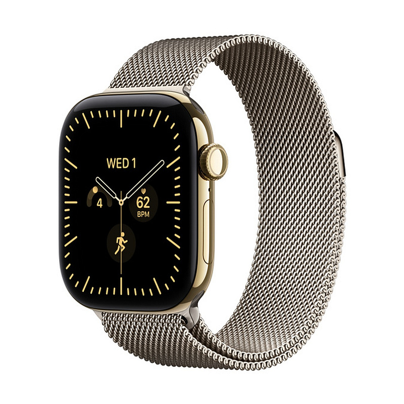 Смарт-часы Apple Watch Series 12 GPS + Cellular 42mm Radiant Gold Titanium, Natural Milanese Loop